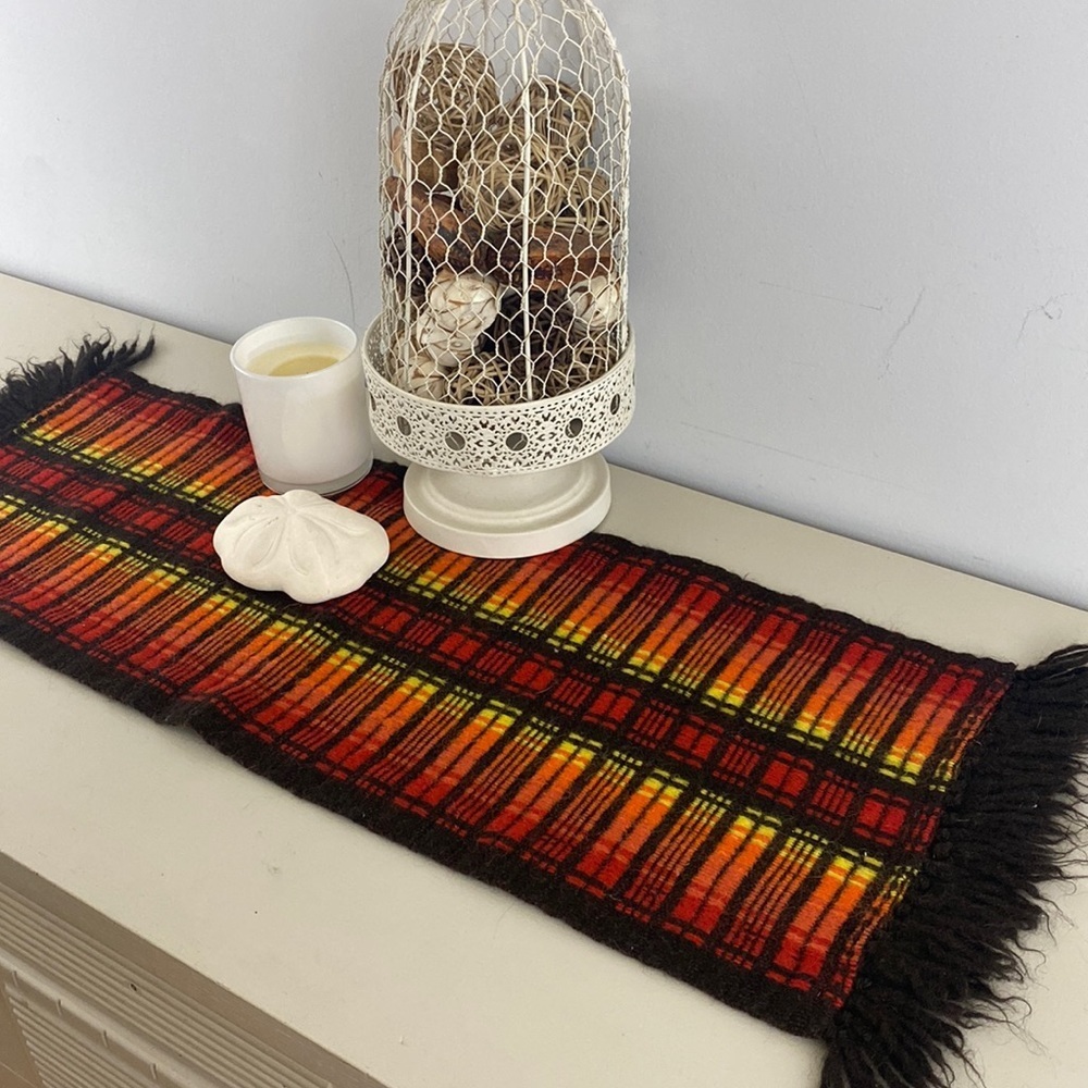 Vintage Swedish wool woolen handmade table runner
